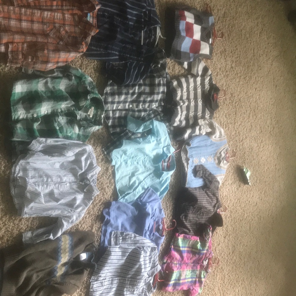 14, 3t-4t dress shirts, 1 black slacks